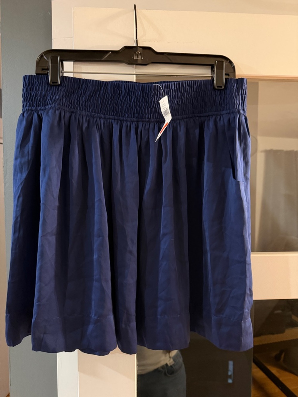 Banana Republic Factory Navy Blue Smocked-Waist Mini Skirt